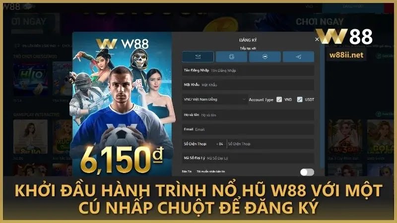 Khởi đầu hành trình Nổ Hũ W88 với một cú nhấp chuột để đăng ký