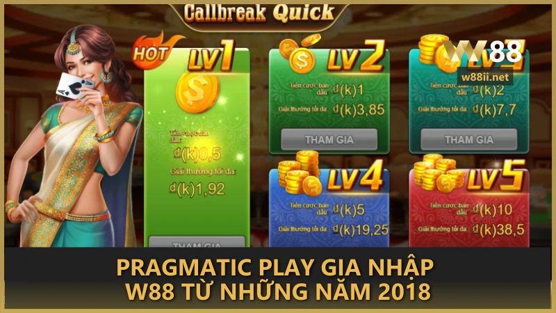 Pragmatic Play gia nhập W88 từ những năm 2018