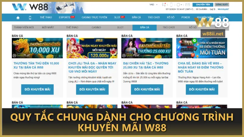 Quy tắc chung dành cho chương trình khuyến mãi W88