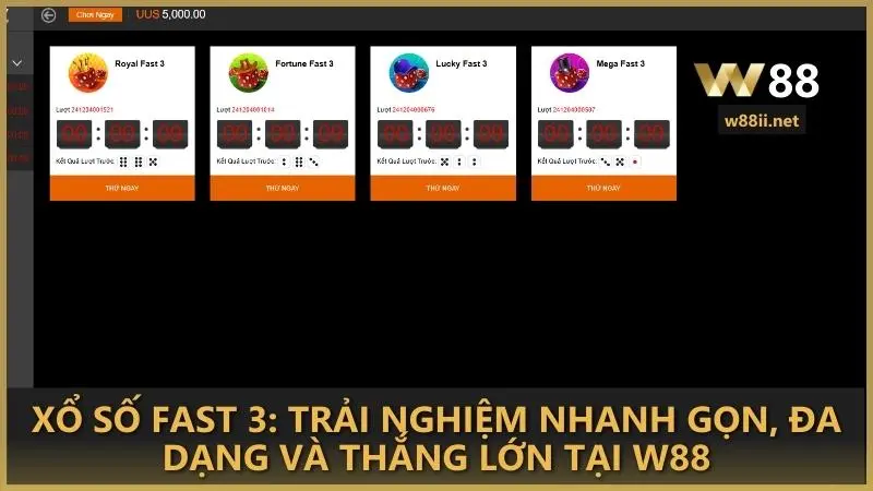 Xổ Số FAST 3: Trải nghiệm nhanh gọn, đa dạng và thắng lớn tại W88