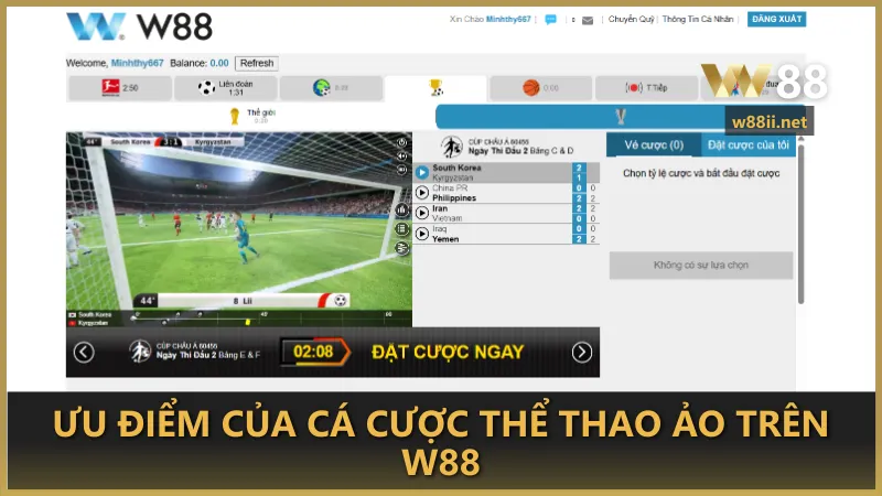 Những ưu điểm vượt trội của cá cược thể thao ảo tại W88 – Đặt cược nhanh, minh bạch, tỷ lệ hấp dẫn và không giới hạn thời gian thi đấu.